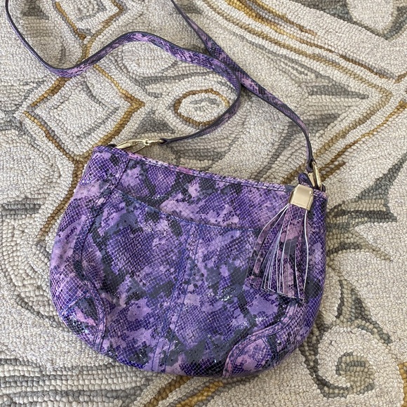 💕 B. Makowsky purple black snakeskin leather crossbody bag 💕 - Picture 14 of 14